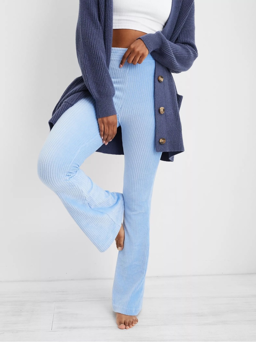 Aerie Groove On Velour High Waisted Flare Pant